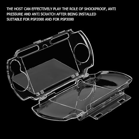 Pomya Full Protective Shell, for 2000 3000 Game Console, Crystal Protective Cover Shell Skin, Transparent Housing Case Cover with Bracket, PC Material