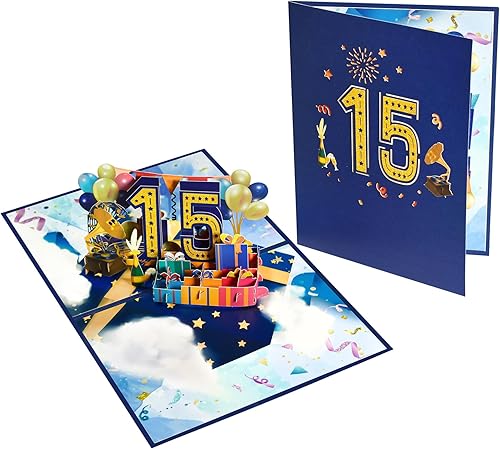 Miniatura 6 de GREETING ART Tarjeta de feliz cumpleaños 15, tarjeta de aniversario de boda 15 para marido y esposa, tarjeta de cumpleaños de 15 años para