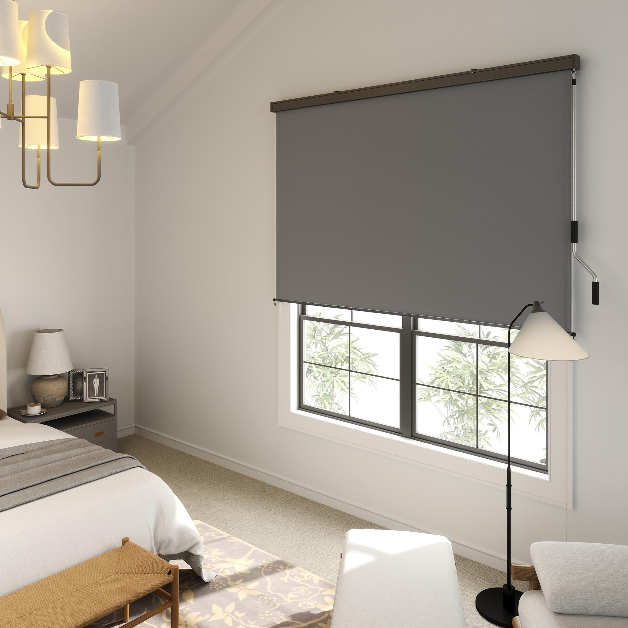 FIVMEN Toldo vertical exterior de 160 x 250 cm, resistente a la intemperie, protección solar con manivela, estor de protección solar para balcón, 160 cm de ancho, protección visual para balcón