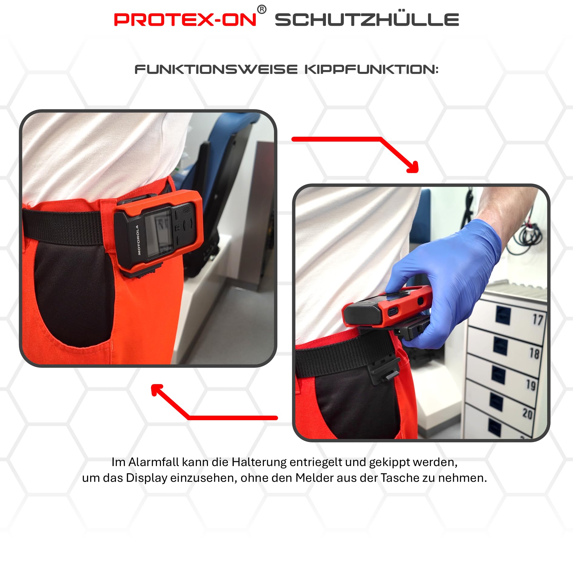 PROTEX-ON Holster für Motorola Advisor TPG2200 mit Heavy-Duty-Clip (Version 3) (Sonderedition : Feuerwehr Hose)