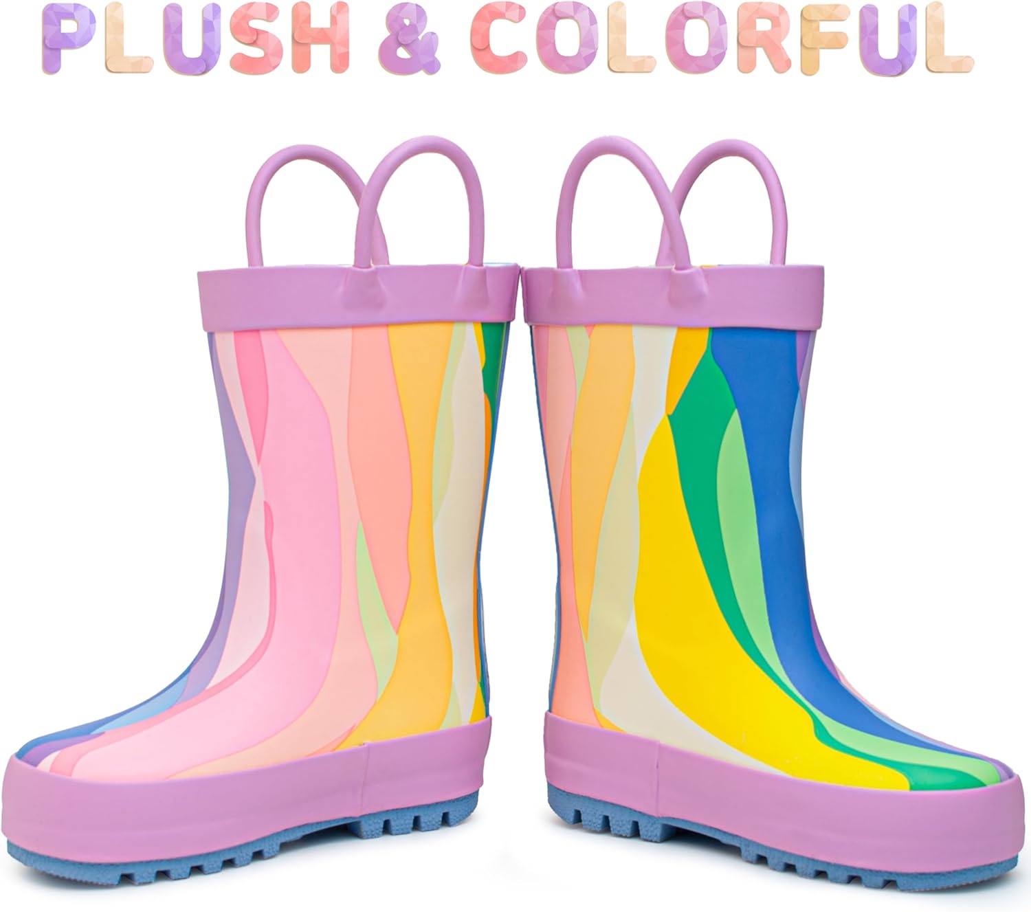 RAINANGEL Toddler Rain Boots with Easy-On Handles, Waterproof Kids Rain Boots for Girls & Boys, Fun Printed & Colors Unisex-Child Outdoor Boots