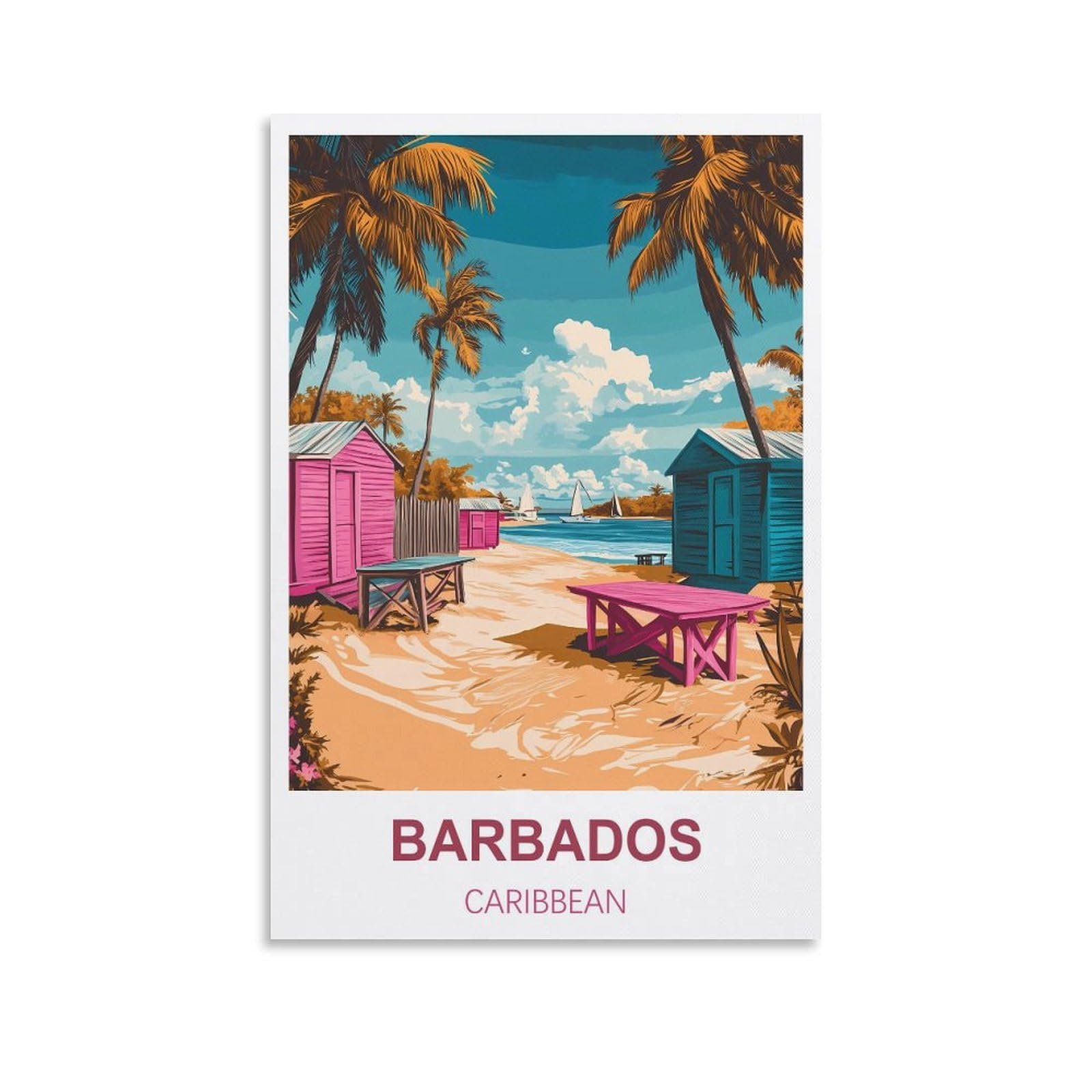 FJIWECWSQ Barbados Caribbean Vintage Travel Posters 08x12inch(20x30cm) Canvas Wall Art Painting Prints