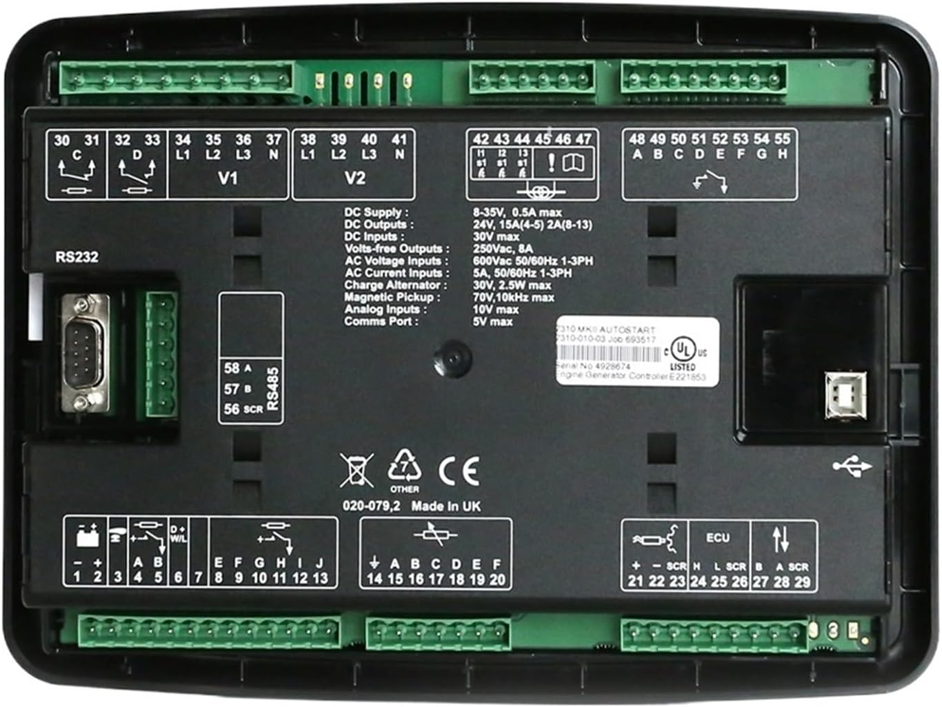 DSE7310 MKII Diesel Generator Auto Start Mains (Utility) Failure Control Module LCD Display Controller Panel(DSE7310MKII Copy)