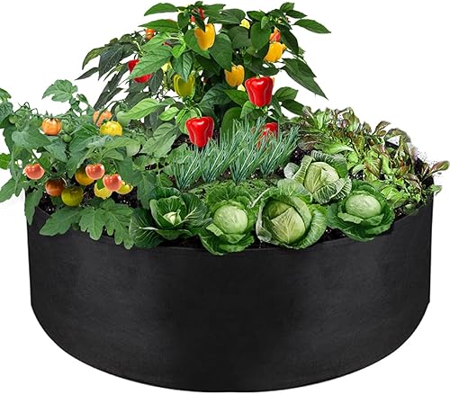 Bolsa de cultivo grande de 100 galones, macetas redondas elevadas de tela resistente, macetas para plantar hierbas, flores, vegetales y papas (50