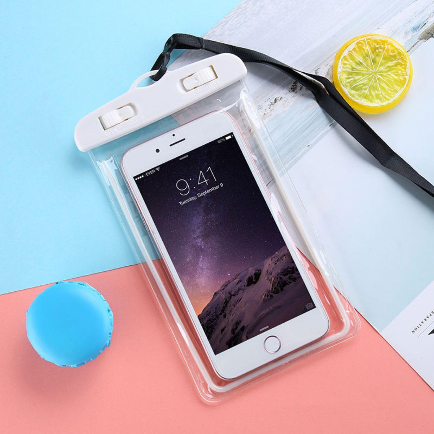 D- Search} Waterproof Pouch Cell Phone Dry Bag Case for iPhone, Samsung, Pixel, One Plus, up to 7.0 inch β All Mobile Phones Transparent (Pack of 2)