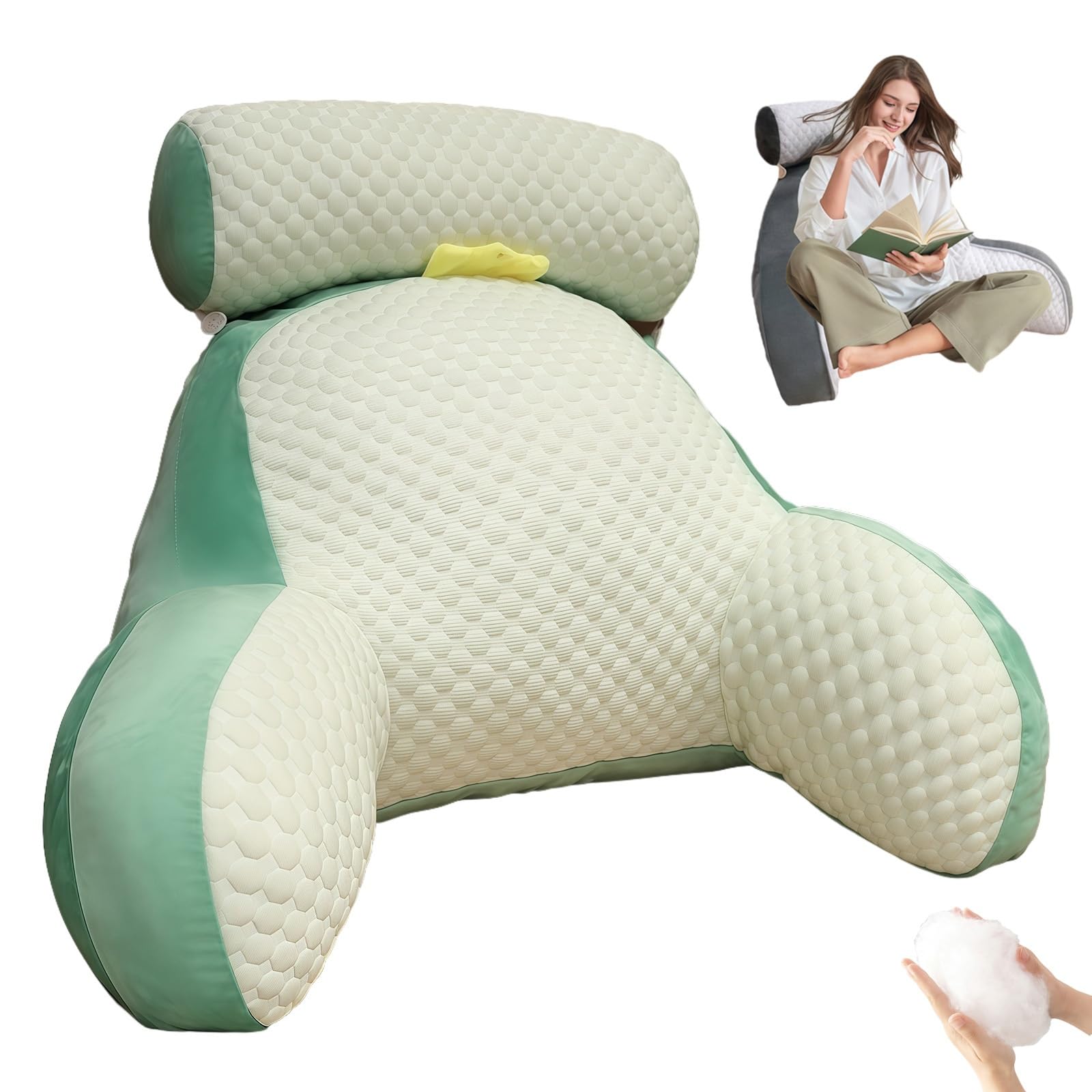 Yagerod Back cushion bed, XXL Relax back support cushion, 70x50cm Large Viroxa reading pillow with armrests, removable pillowcase, provides back support, for reading, watching TV, meeting(B,70 x 50)
