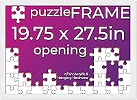 Vista 16 de Poster Palooza Kit de marco para rompecabezas de 21.25 x 15 pulgadas, incluye hojas de pegamento para rompecabezas, marco de madera blanca