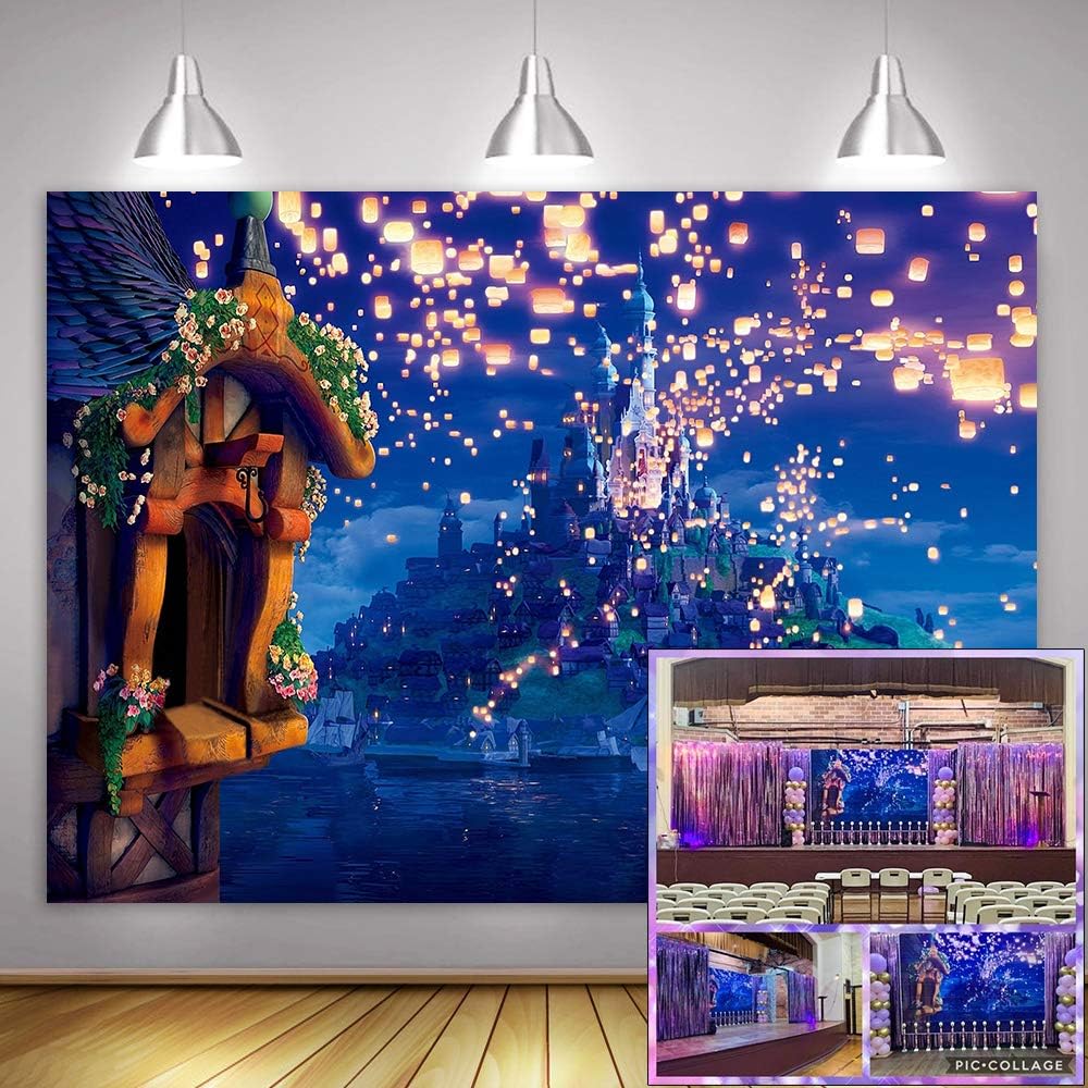 Fantasy Cartoon Castle Princess Background for Happy Birthday Party MTMETY 10x7ft Fairy Tale Long Hair Baby Shower Birthday Party Photo Booth Photography Props ZYME0532 Vinyl