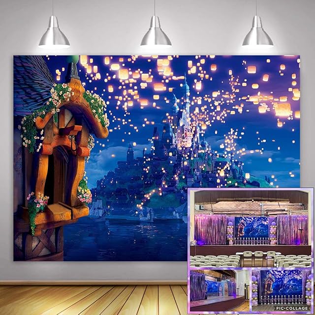 Fantasy Cartoon Castle Princess Background for Happy Birthday Party MTMETY 10x7ft Fairy Tale Long Hair Baby Shower Birthday Party Photo Booth Photography Props ZYME0532