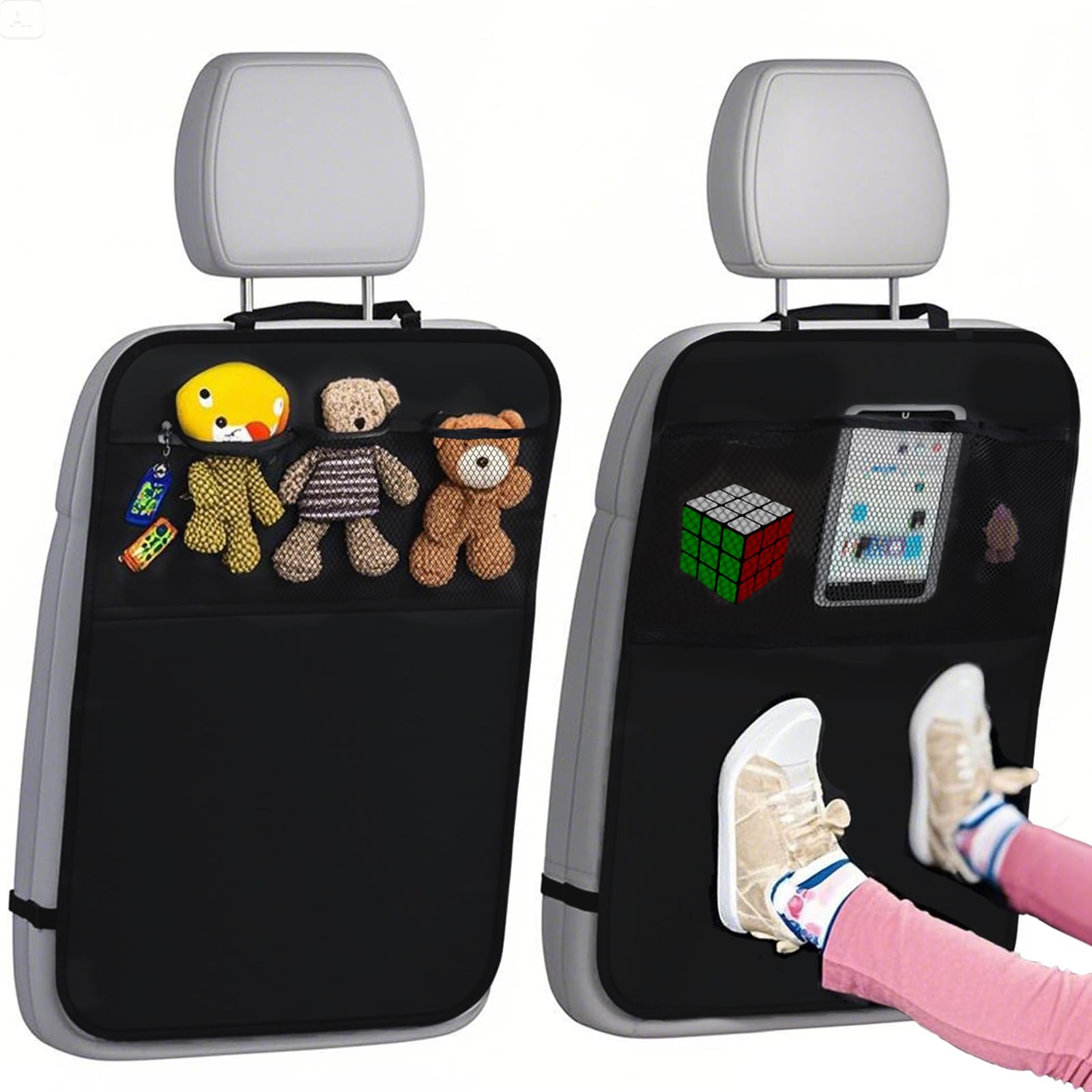 Cubierta Protectora del Asiento del automóvil, 2 Almohadillas antiincrustantes del automóvil, Almohadilla Protectora del Asiento Impermeable para niños, con Bolsa de Almacenamiento (Negro)