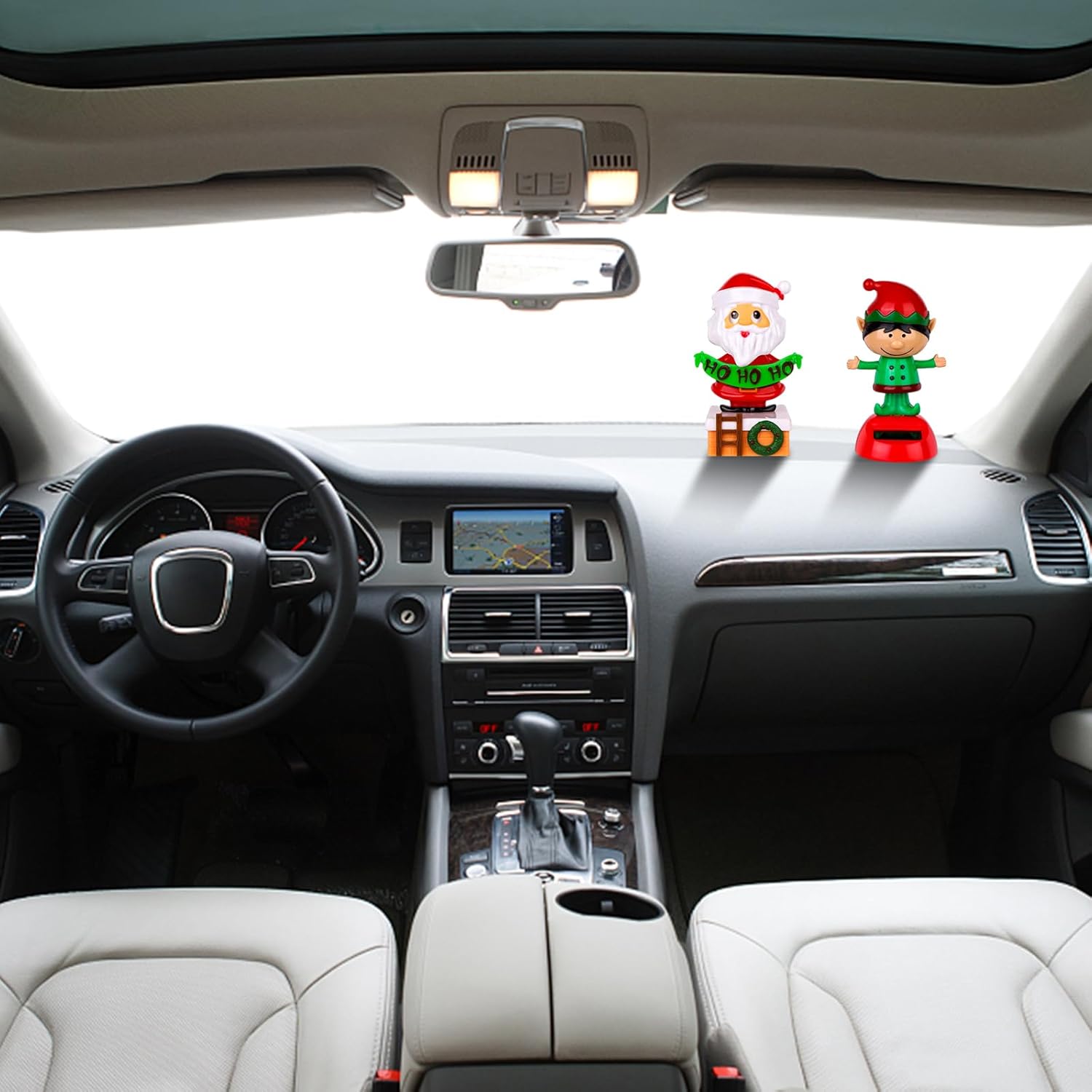 6Pack Christmas Solar Powered Dancing Toys Car Shaking Head Dancer Doll Elk Santa Snowman Penguin Swing Figurines Car Windowsill Decor Christmas Toys Gift for Car Dashboard Office Desk Decor