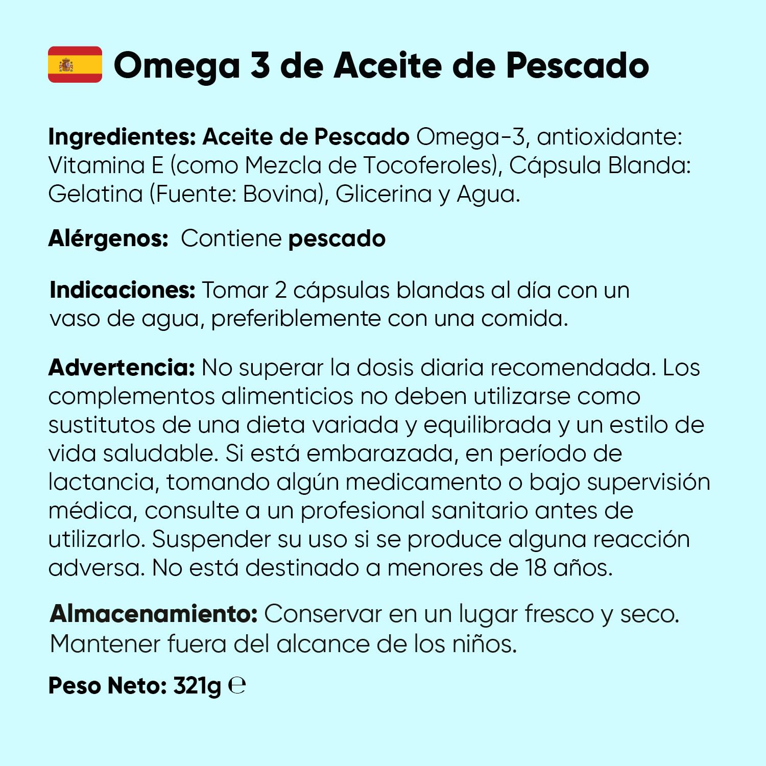 Omega 3 2000mg - 240 Perlas de Aceite de Pescado (660mg EPA + 440mg DHA) - Ácidos Grasos de Omega 3 para 4 Meses, Sin OGM