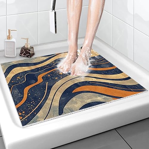 Miniatura 8 de Alfombra de ducha Loofah 24 x 16 pulgadas, alfombra de baño cuadrada para ducha interior, suave antideslizante, tapete de seguridad para ducha para