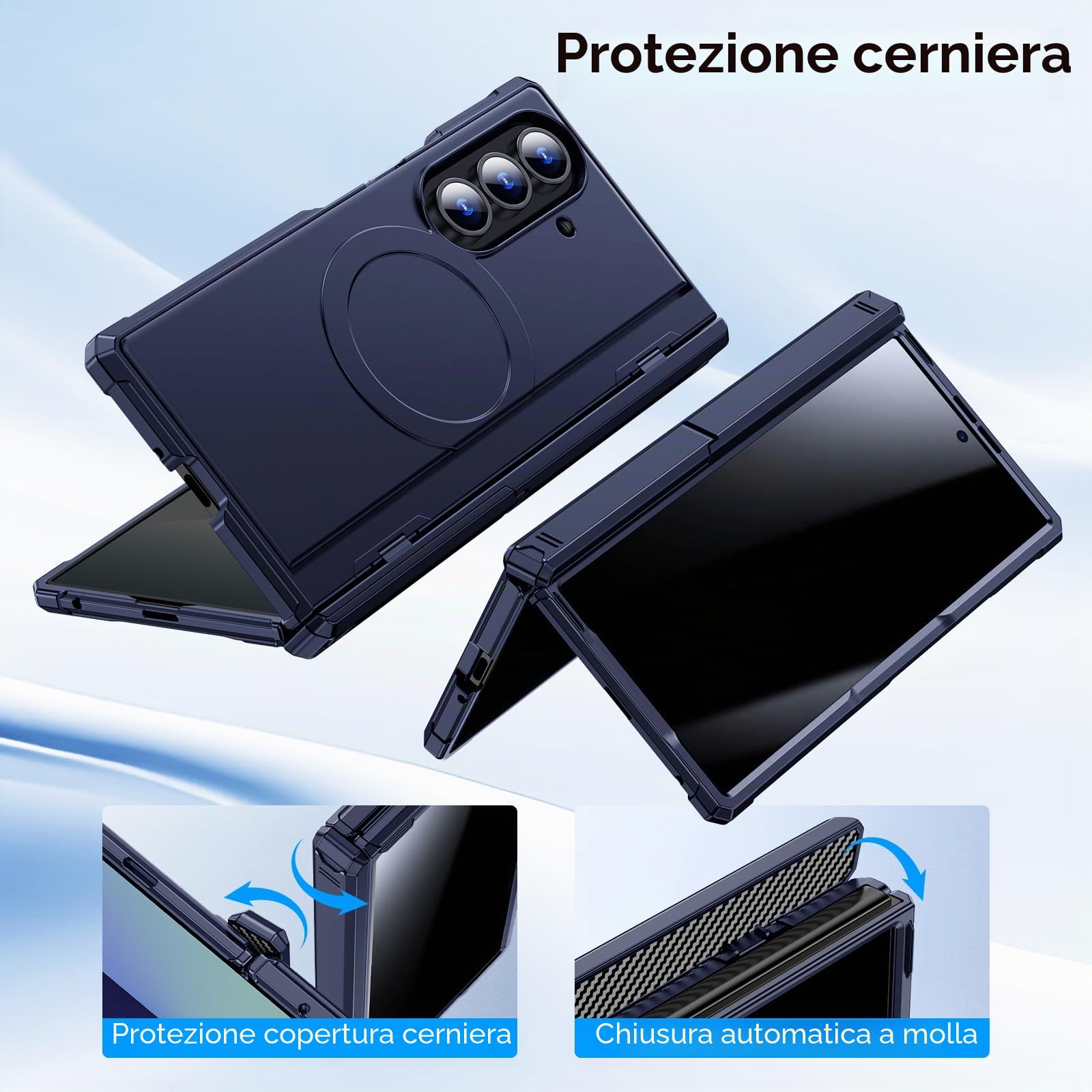 Custodia magnetica per Samsung Galaxy Z-Fold-7: doppio supporto orizzontale e verticale, compatibile con MagSafe, protezione display anti-spy, robusta protezione per cerniere, custodia ZFold