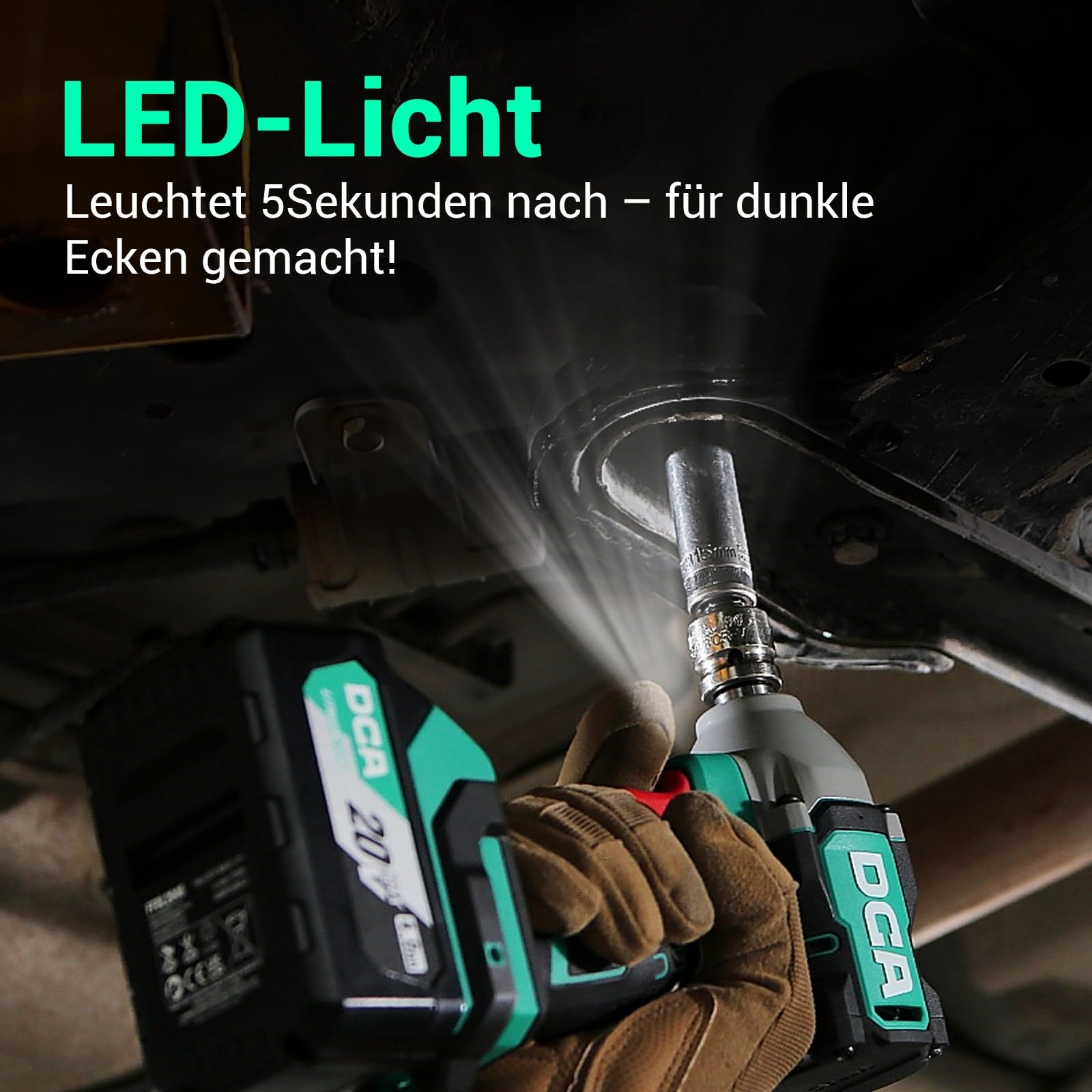 DCA Avvitatore a impulsi brushless 20V con batteria da 4,0Ah, attacco con anello da 1/2 pollice, avvitatore a impulsi senza fili, coppia elevata da 235 ft-lbs, 4 modalità per auto e fai-da-te ADPB320
