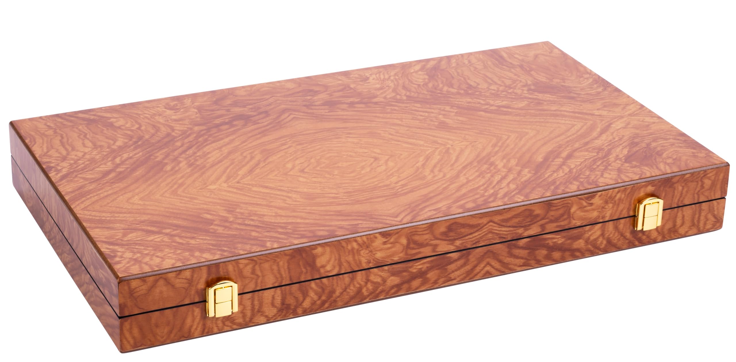 Engelhart 250541 Deluxe 18-inch Backgammon Set with Varnished Rosewood Veneer Metal Closure Pearly Dice, Chips, and Wooden Cups Included 2 Players Game Rules Included Ages 6+ - Image 4