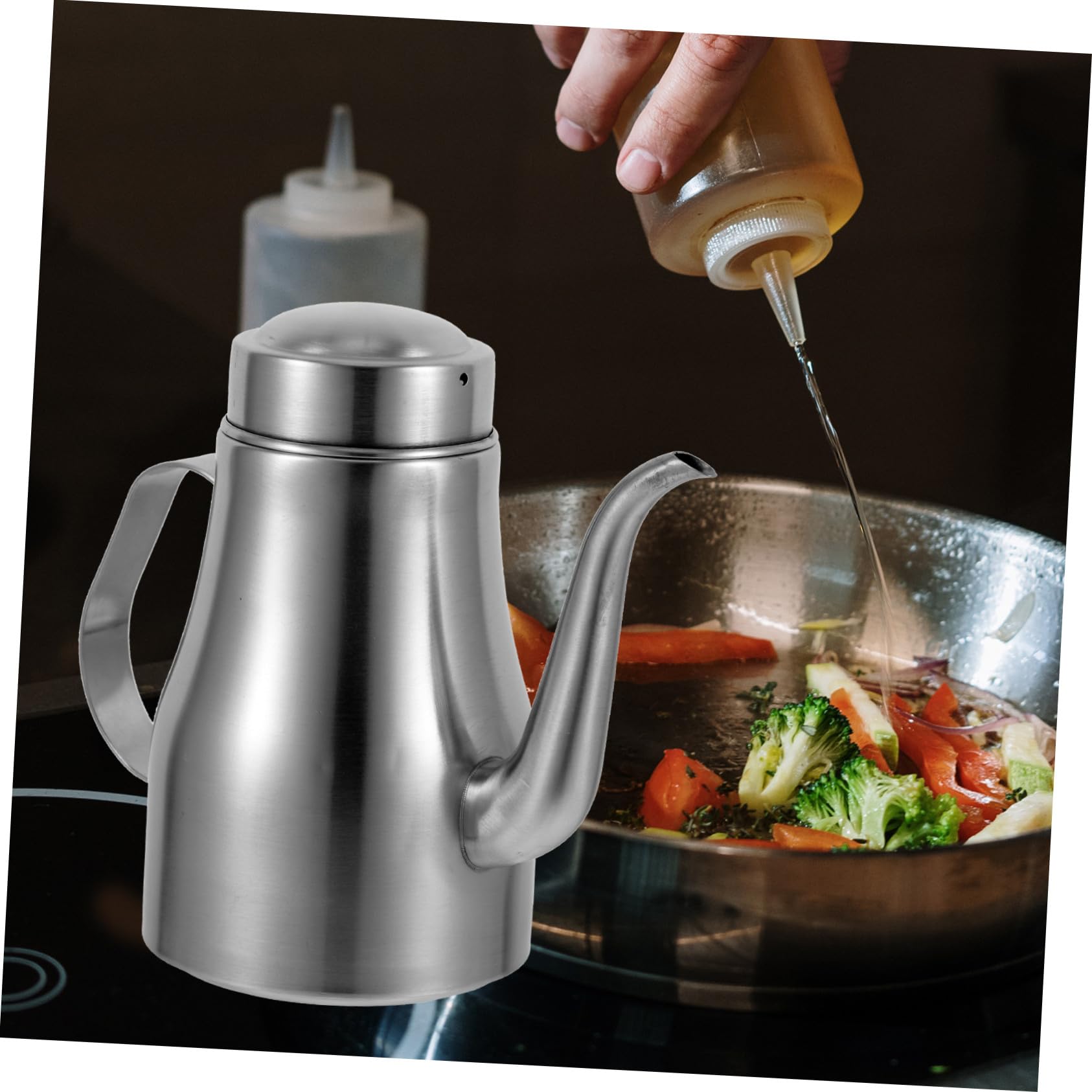 Botella Dispensadora Aceite de Cocina de Acero Inoxidable Anti-fugas para Aceite de Vinagre y Salsa Envase Multiuso para Condimentos y Aderezos