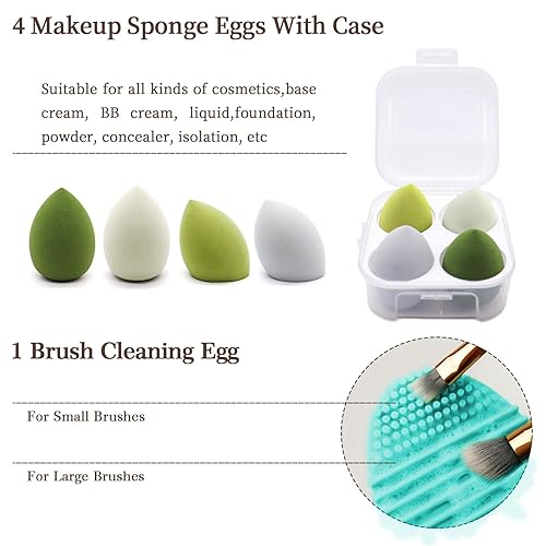 Miniatura 5 de Koccido Juego de brochas de maquillaje de 22 piezas, brocha para base de maquillaje para sombra de ojos (verde, juego de 22 piezas, grande)