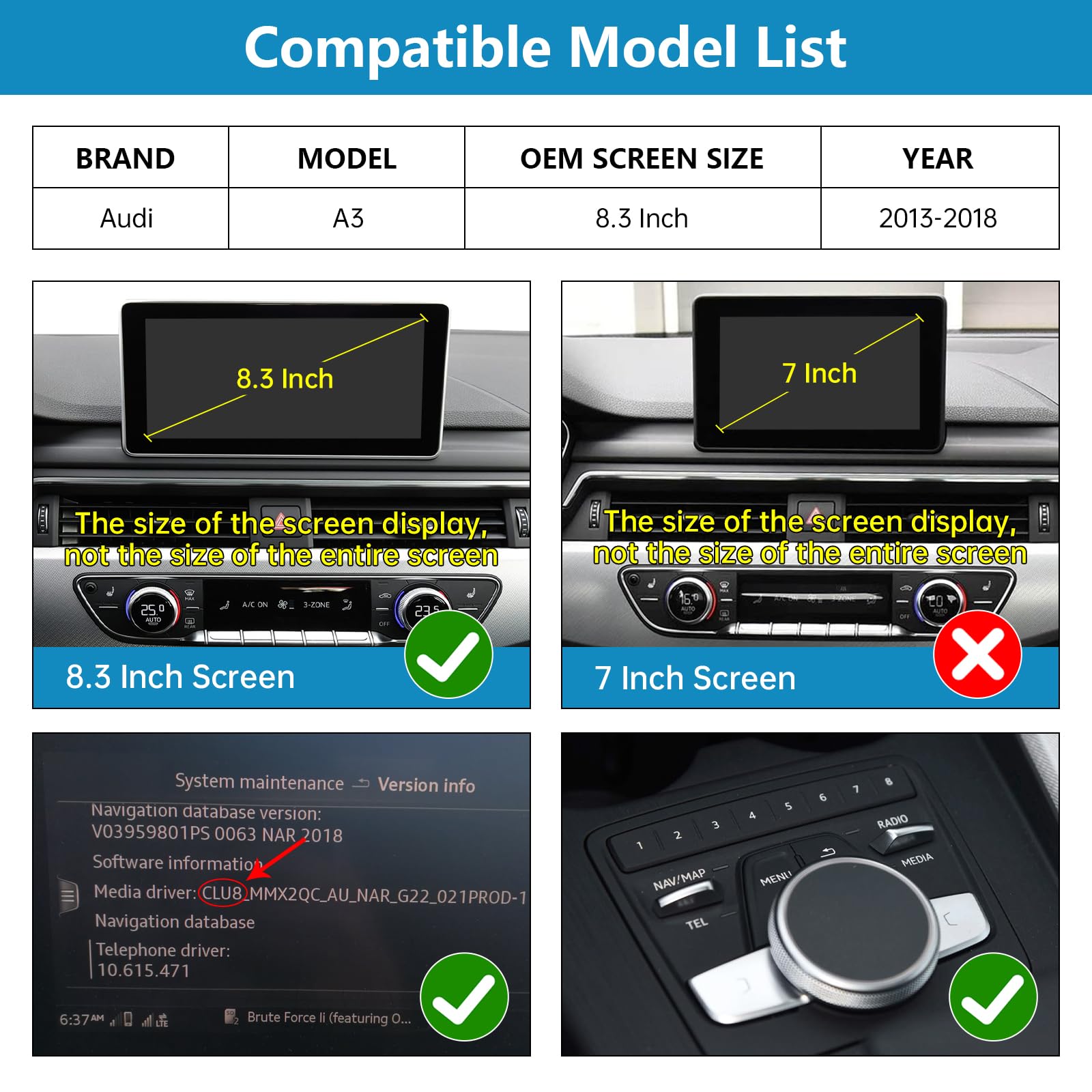 Autoradio 12,3'', Apple CarPlay/Android Auto/Mirrorlink/GPS per Audi A4 A5 2016-2019 con sistema MIB, supporta Mirrorlink, telecamera, navigazione, Siri, musica