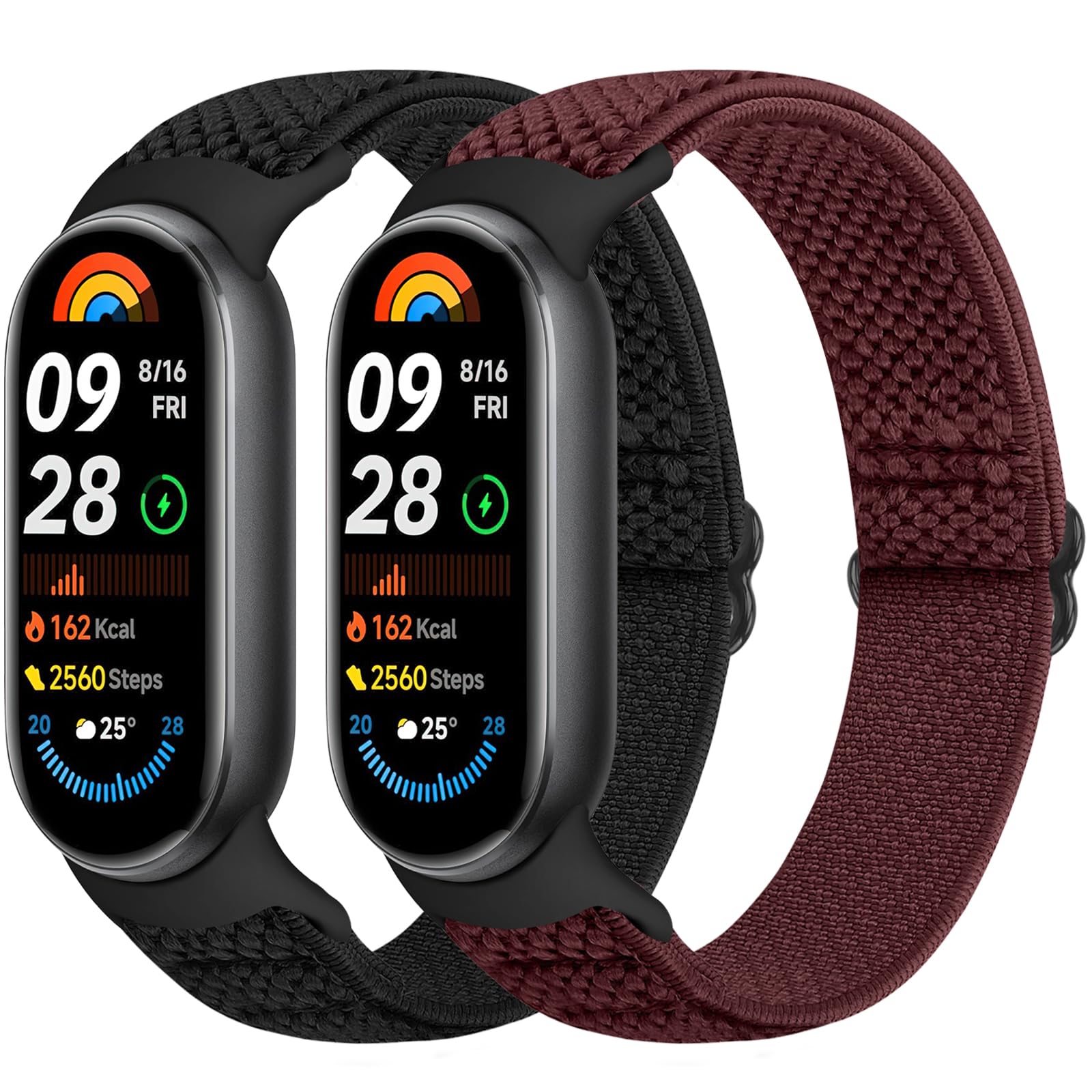 Runostrich Elastic Nylon Watch Strap Compatible with Xiaomi Smart Band 10/9/8 Sports Strap Soft Watch Band Adjustable Replacement Band for Women Men