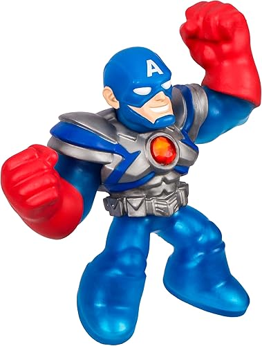 Miniatura 4 de Heroes of Goo Jit Zu Marvel Infinity Armor Capitán América, figura de acción elástica, súper elástica con relleno único de gel metálico, colecciona