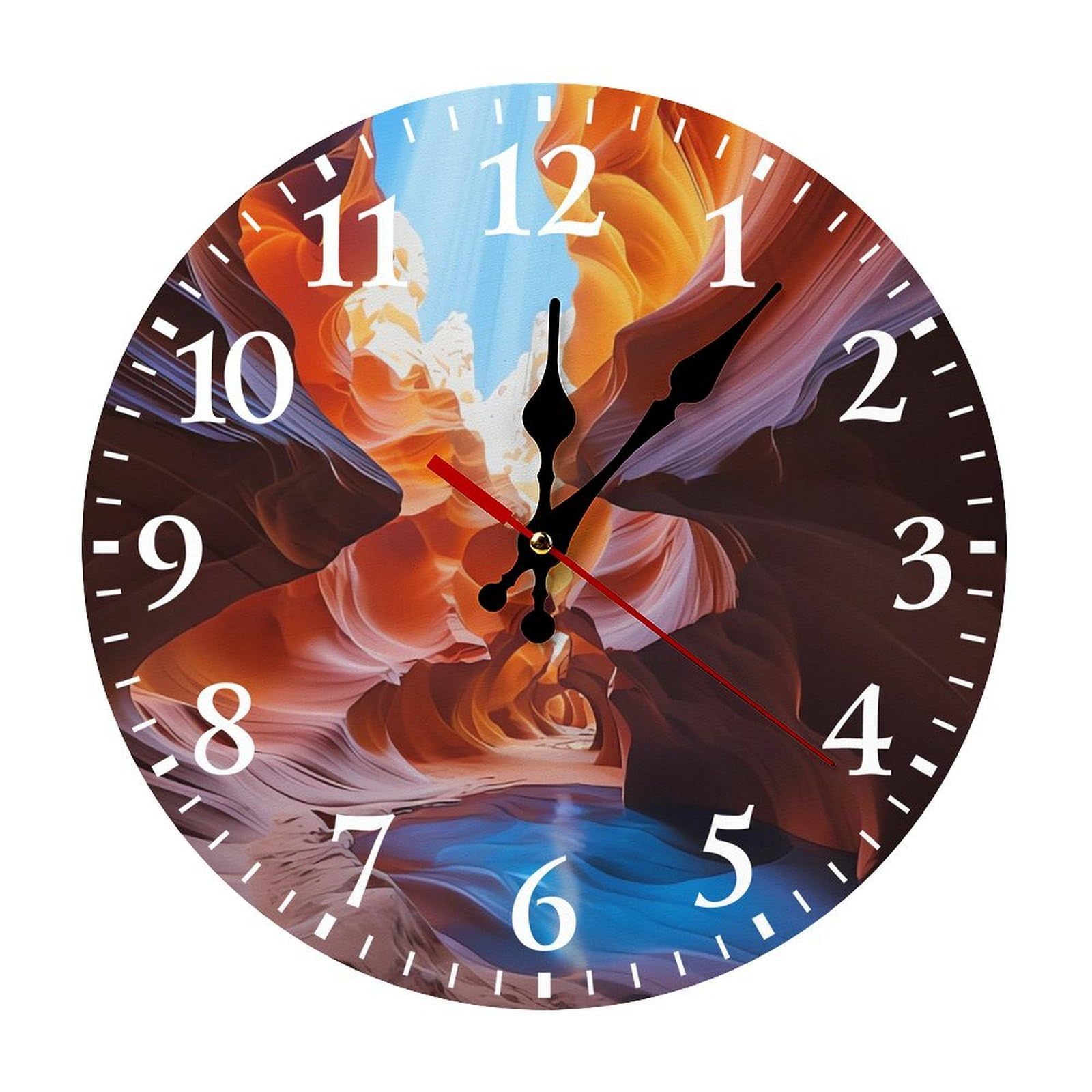 NTVOWPZO 10 Inch Wall Clock Antelope Canyon Battery Operated Wall Clocks Silent Non-Ticking Round Wall Clock for Living Room Kitchen Home Office Wall Decorative Clock