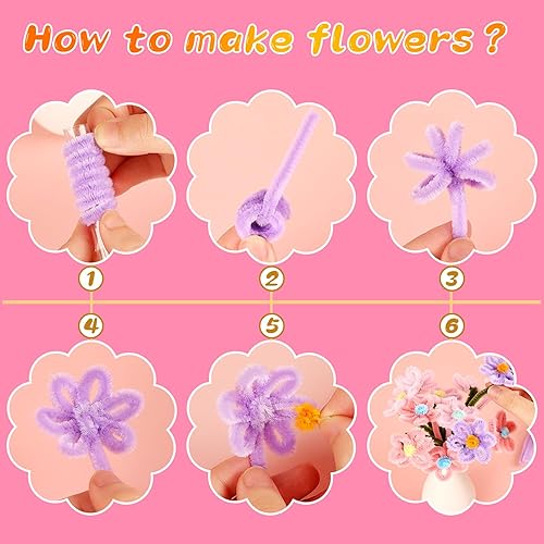 Miniatura 5 de Zxiixz 100 piezas de limpiapipas, tallos de chenilla rosa, limpiadores de tuberías creativos para manualidades de Navidad, boutiques, costura,