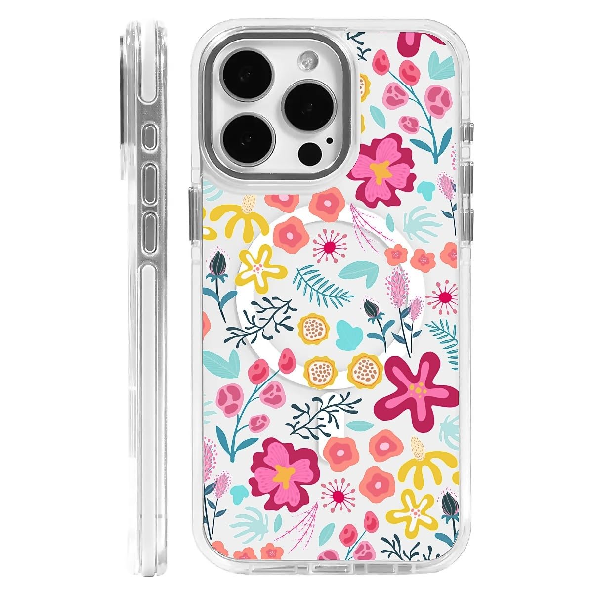 OKBUOK for iPhone 15 Pro Case [Compatible with Magsafe],Girls Women Clear Magnetic Case Silicone Shockproof Protective Cover with Pattern Vintage Art