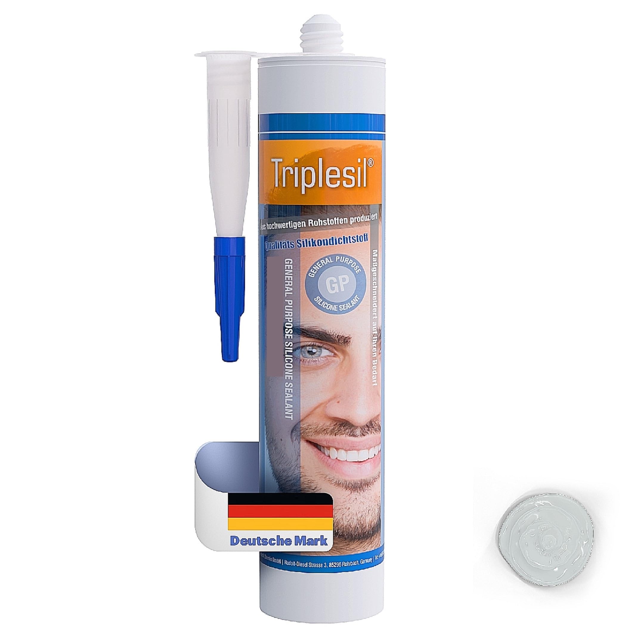 Triplesil Premium Silikon Dichtstoff – 1 ×310 ml Sanitärsilikon für fenster, Bad & Küche –Wasserbeständig–zum Abdichten-DIY Dichtmasse Innen & außenbereich (1x Transparent)