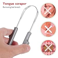 Vista 7 de Healifty Paquete de 4 raspadores de lengua con limpiador de lengua en forma de U, raspador de lengua de acero inoxidable para adultos, raspadores