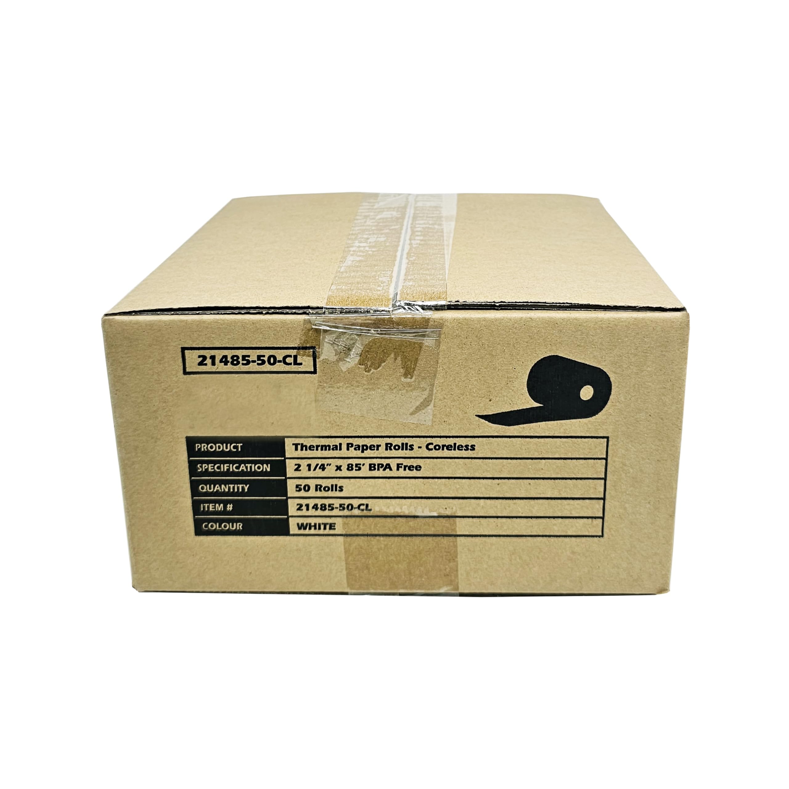 (50 rollos sin núcleo) de papel térmico de 2 1/4 x 85 pulgadas, se adapta a todos los terminales de tarjetas de crédito Verifone VX520 Ingenico ICT220 ICT250 sin BPA BuyRegisterRolls