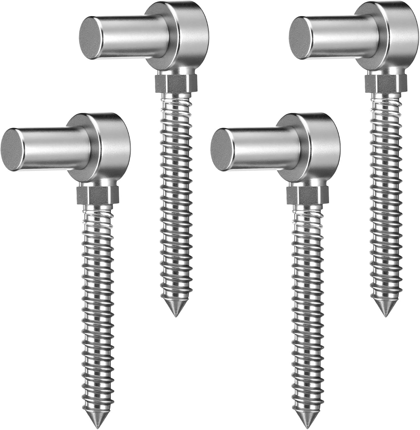 4 Pcs Stainless Steel Gate Hinges for Farm Wooden Fences, 4-1/2'' One Piece Molding M16 Screw Eye Hook Hinge Bolts with Hole Dia 5/8 Adjustable Gate Sag (4.33 x 1.97 Inches)