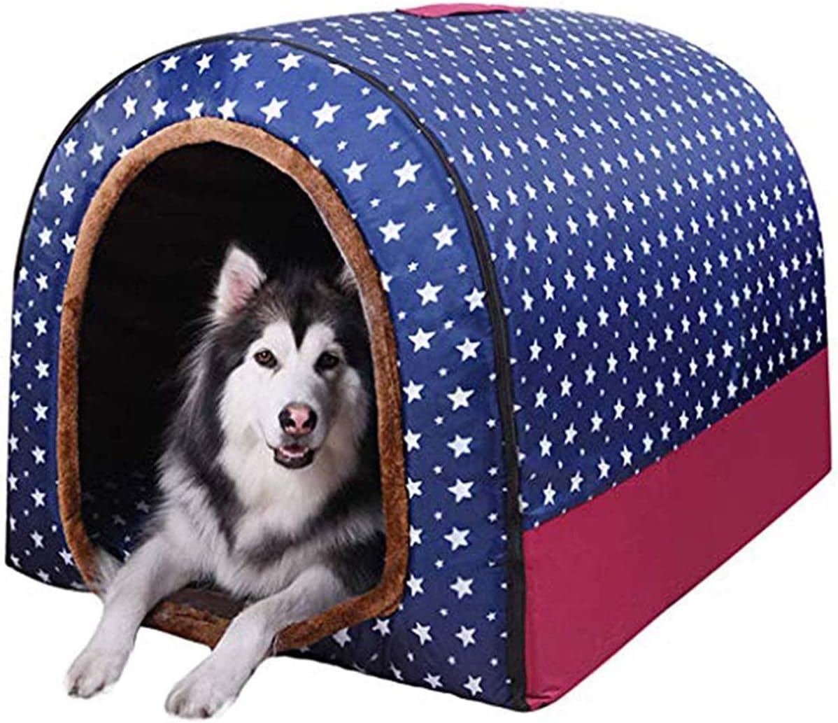 Foldable Dog House 2-in-1 Igloo Dog Cat Bed for Small Medium Large Dogs Cats, Warm Soft Cushion Dog Cave, Non-Slip Puppy Kitten Pet House,Detachable&Washable