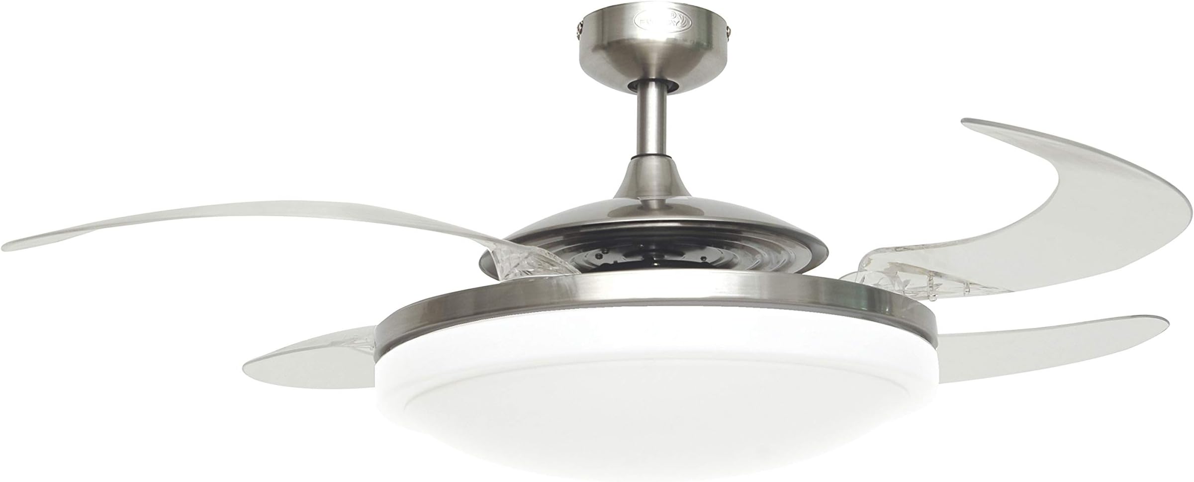 Fanaway 21093101 Evo2 Endure Retractable 4 Blade Indoor Ceiling Fan with Dimmable LED Light Kit and Remote Control, 48 Inch, Brushed Chrome