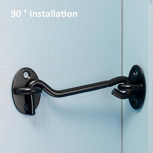 Miniatura 8 de Cerradura de puerta de granero negro de 4 pulgadas, accesorios para ganchos de ventana, cerradura de puerta con tornillos, pestillo de puerta de