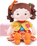 LeyaDoll Soft Bady Educational Soft Baby Doll(16''), Learning Sensory Doll pour les tout-petits, Montessori Jouets pour 2-Year-Old Filles Noël, Cadeaux d'anniversaire, Jouet en peluche avec Bouton-Busy Cupcake-Girl