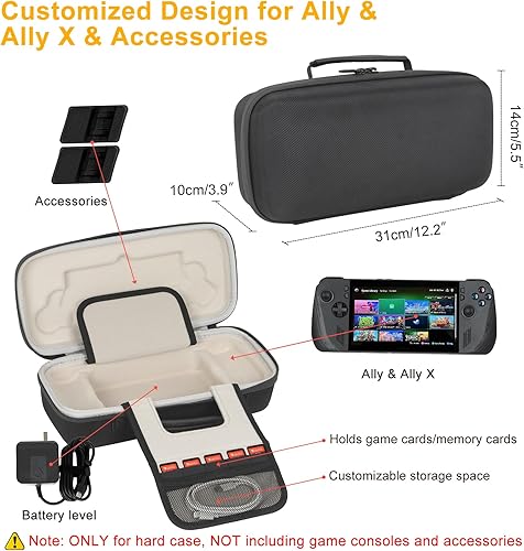 Miniatura 2 de XINGFUDAO Console EVA Case compatible with ASUS ROG Ally X 2024 ROG Ally 7" 120Hz Gaming Handheld, ROG Ally Game Console Organizer with Large