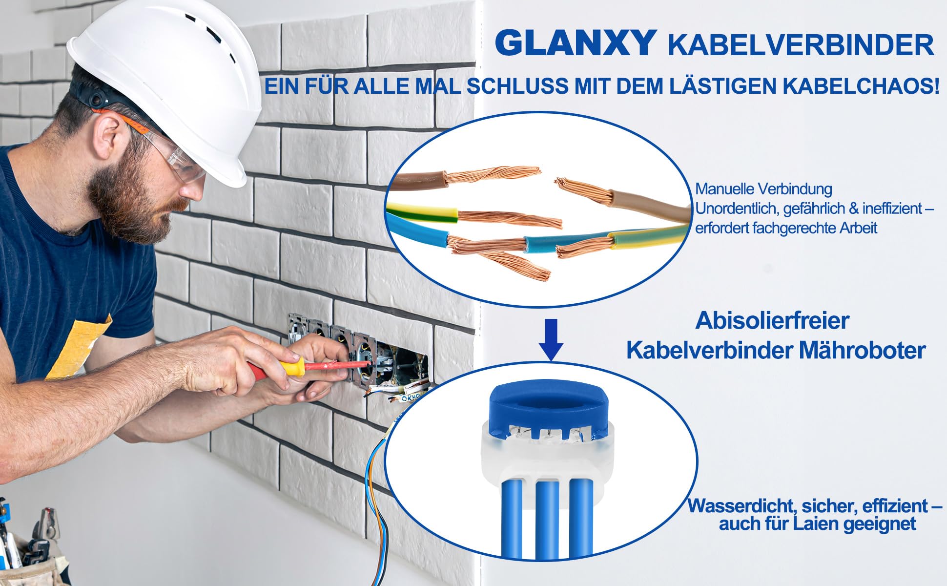 Kabelverbinder für Mähroboter Begrenzungskabel – 20 Stück GLANXY wasserdicht mit Gel Anschlussklemmen Kabelklemmen Verbindungsklemmen kompatibel mit Husqvarna Automower Gardena Rasenroboter im Garten - 5