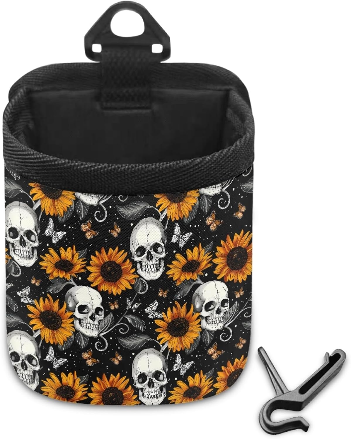 CLOHOMIN Skull Car Air Vent Storage Bag Organizer for Phone, Coins, Keys, Glasses Sunflower Auto Storage Box Butterfly Auto Air Vent Organizer with Hook