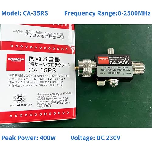 Miniatura 3 de Pararrayos coaxiales de la sobretensión de la frecuencia ultraelevada CA-35RS 0-2500MHz 50 ohmios del protector de sobretensiones macho a hembra del