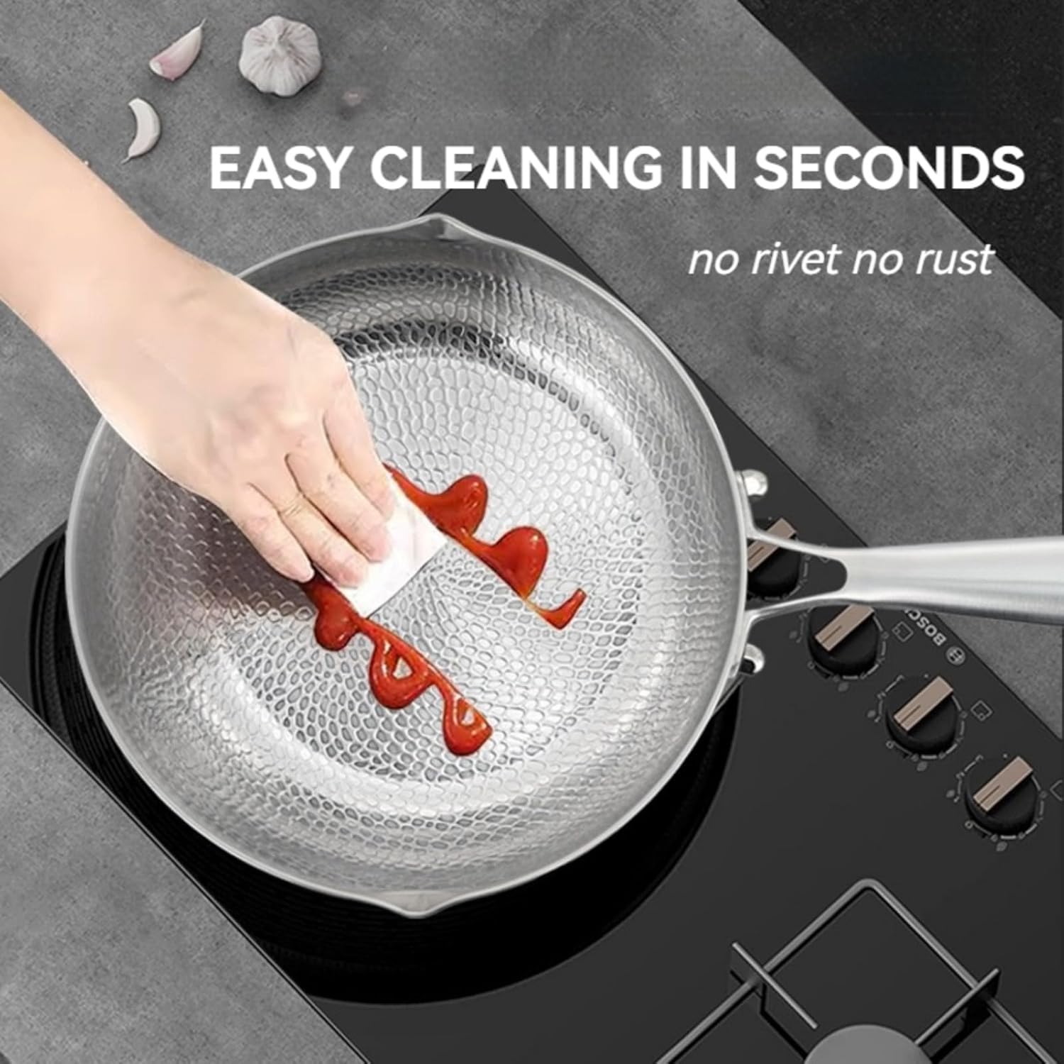 2.5QT Titanium Sauce Pans,Non-Stick Titanium Hammered Pot with Lid, Scratch Proof & Multipurpose Cookware for All Stovetops, 8.66in