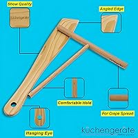 Vista 2 de Kuchengerate - Juego de 2 palitos esparcidores de crepé de 3.5 pulgadas y espátula de 12 pulgadas, estructura en forma de T, madera de haya natural