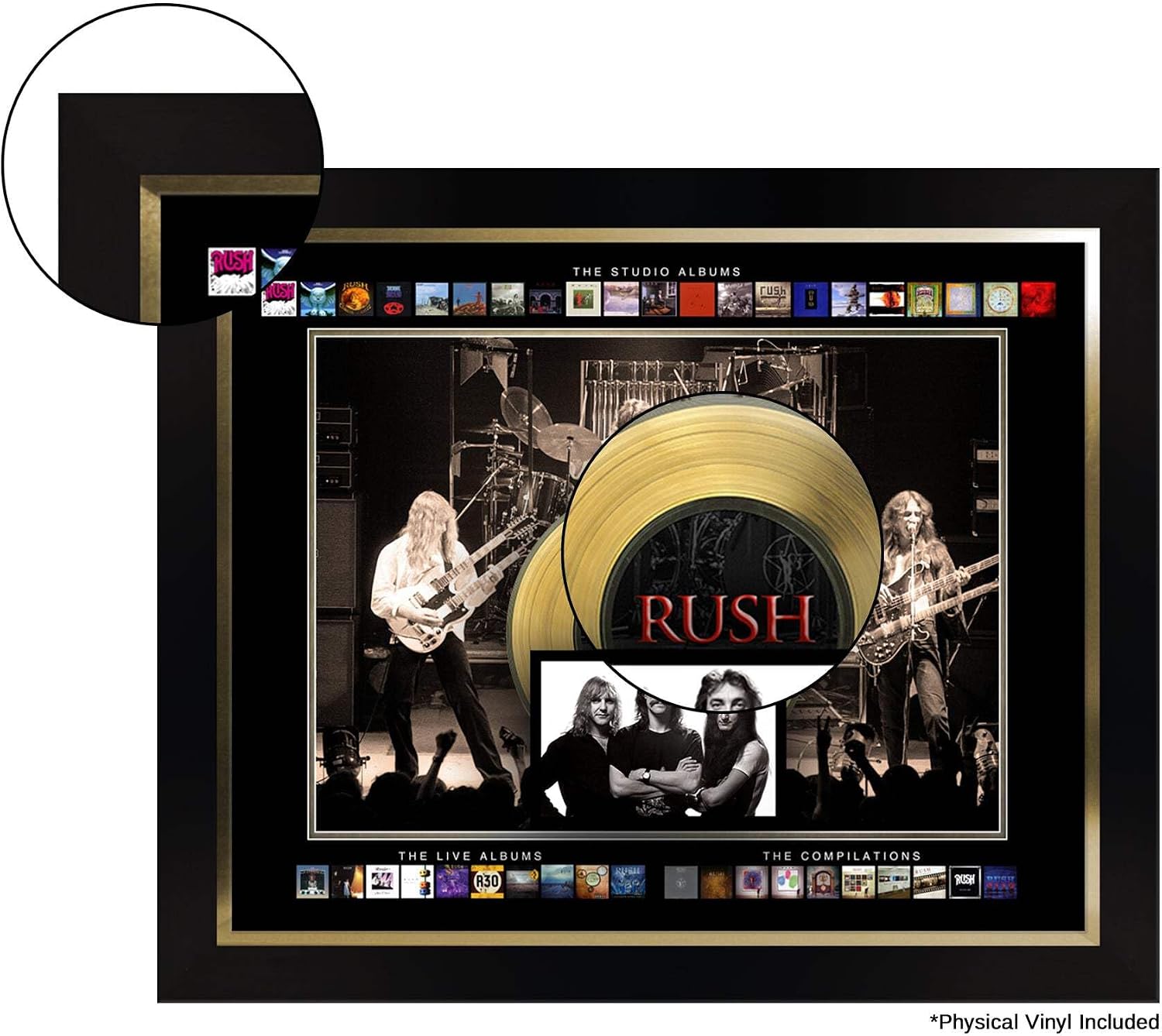 Rush Framed Album Collection Collage Wall Art with Gold 45 Record
