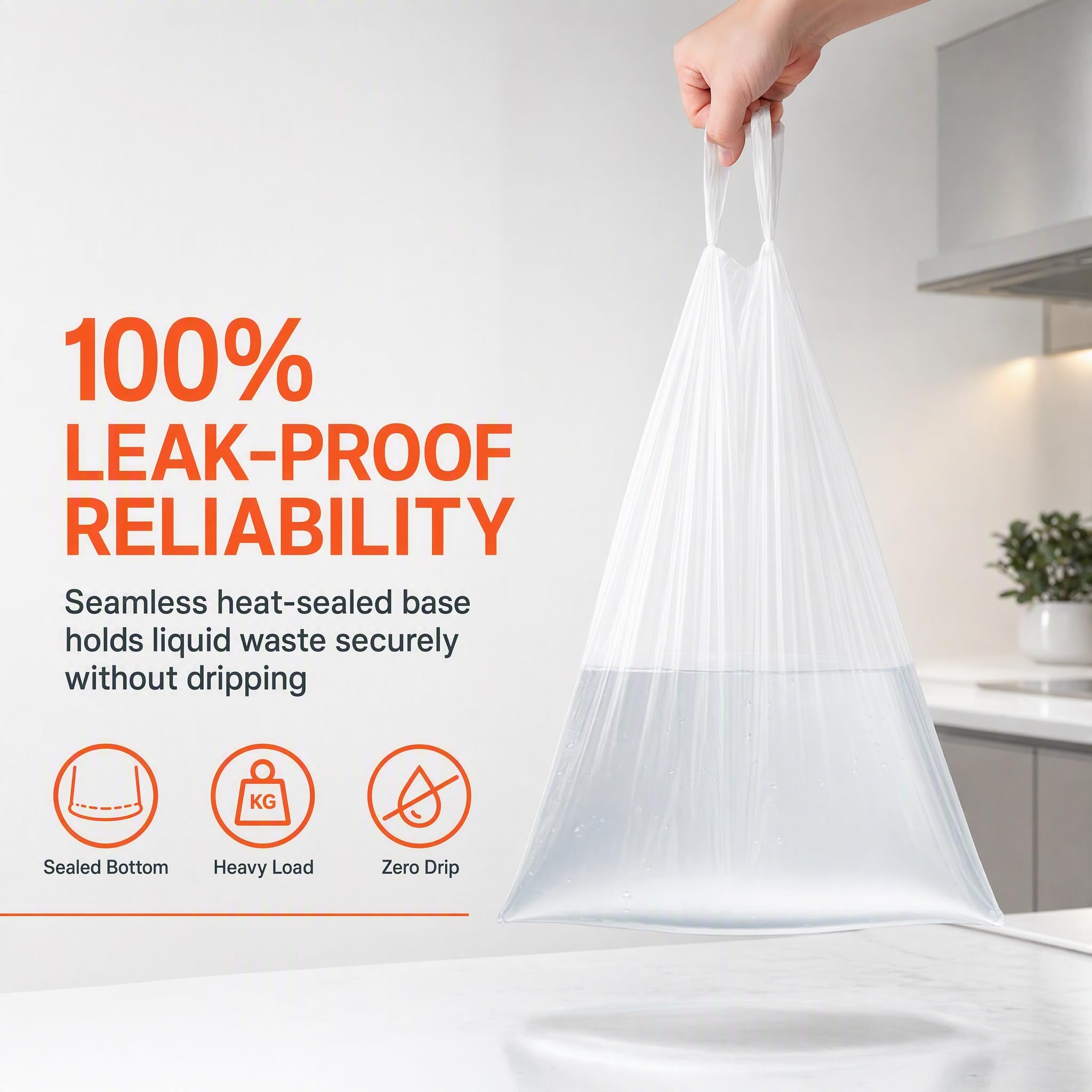 Bolsas de basura blancas de 33 galones con cordón resistente de 1.2 mil de grosor (50 unidades) compatibles con el cubo de basura redondo Rubbermaid Brute, resistente y resistente al desgarro