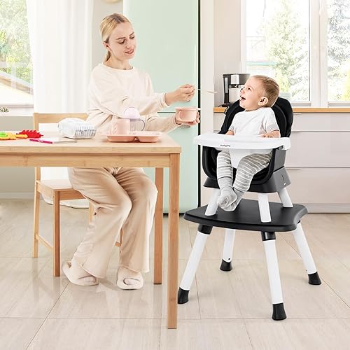 Vista 9 de BABY JOY Silla alta para bebé, silla alta convertible 8 en 1 para bebés y niños pequeños, asiento elevador, juego de mesa y silla, mesa de bloques