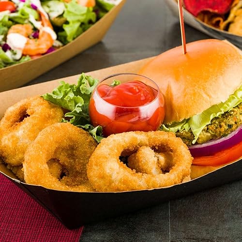 Vista 128 de Restaurantware Papel de periódico Bio Boat - 3" x 2" x 1" - Caja de 50 unidades Newsprint