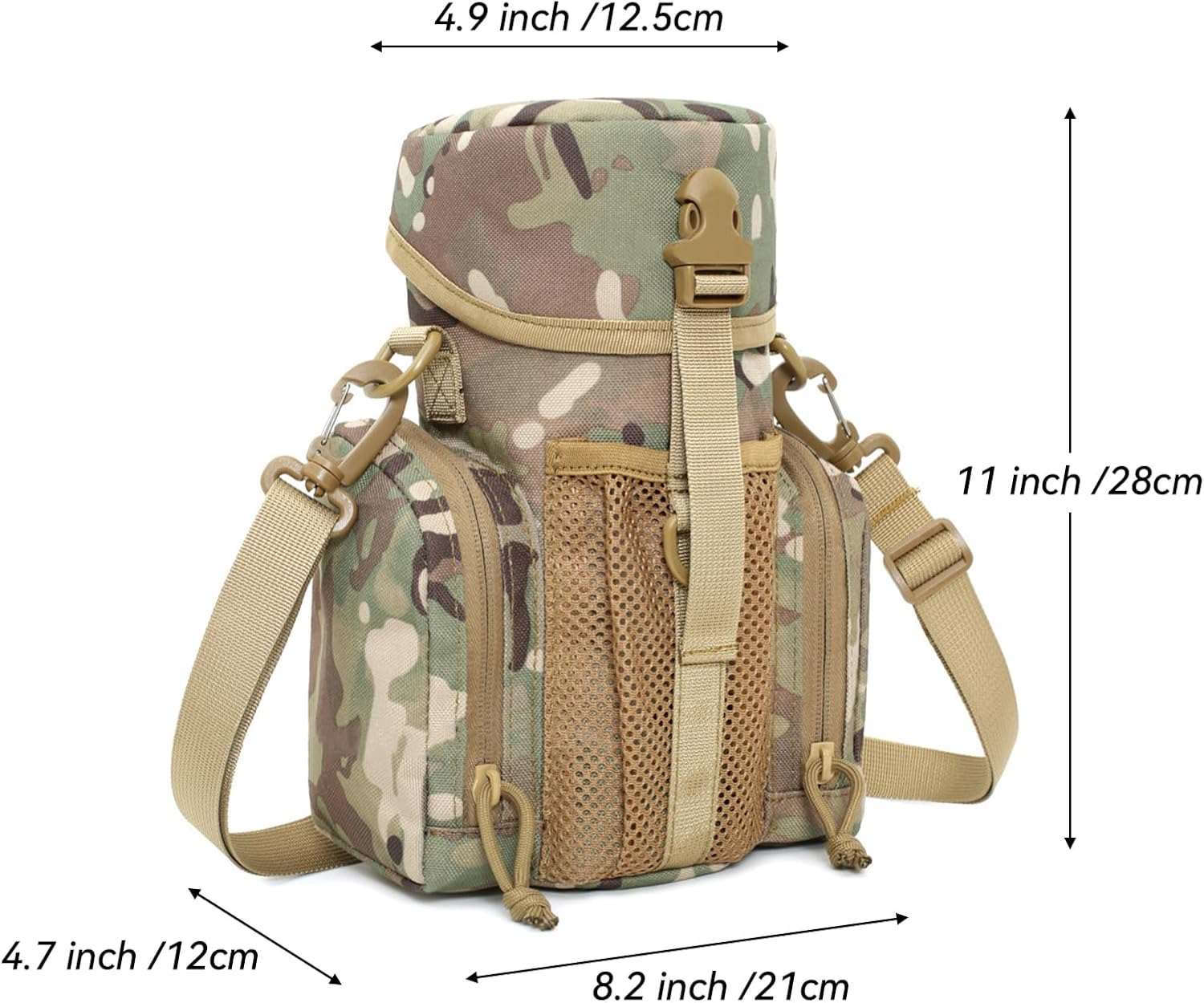 Large Tactical Molle Water Bottles Bag Pouch with Strap, Water Bottle Carrier Bag Molle Tactical Pouches for Backpack