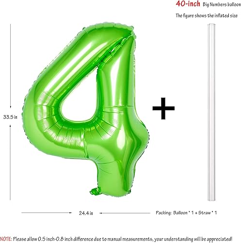 Miniatura 2 de 40 pulgadas verde números grandes decoraciones de fiesta de cumpleaños helio lámina Mylar gran número globo digital 4