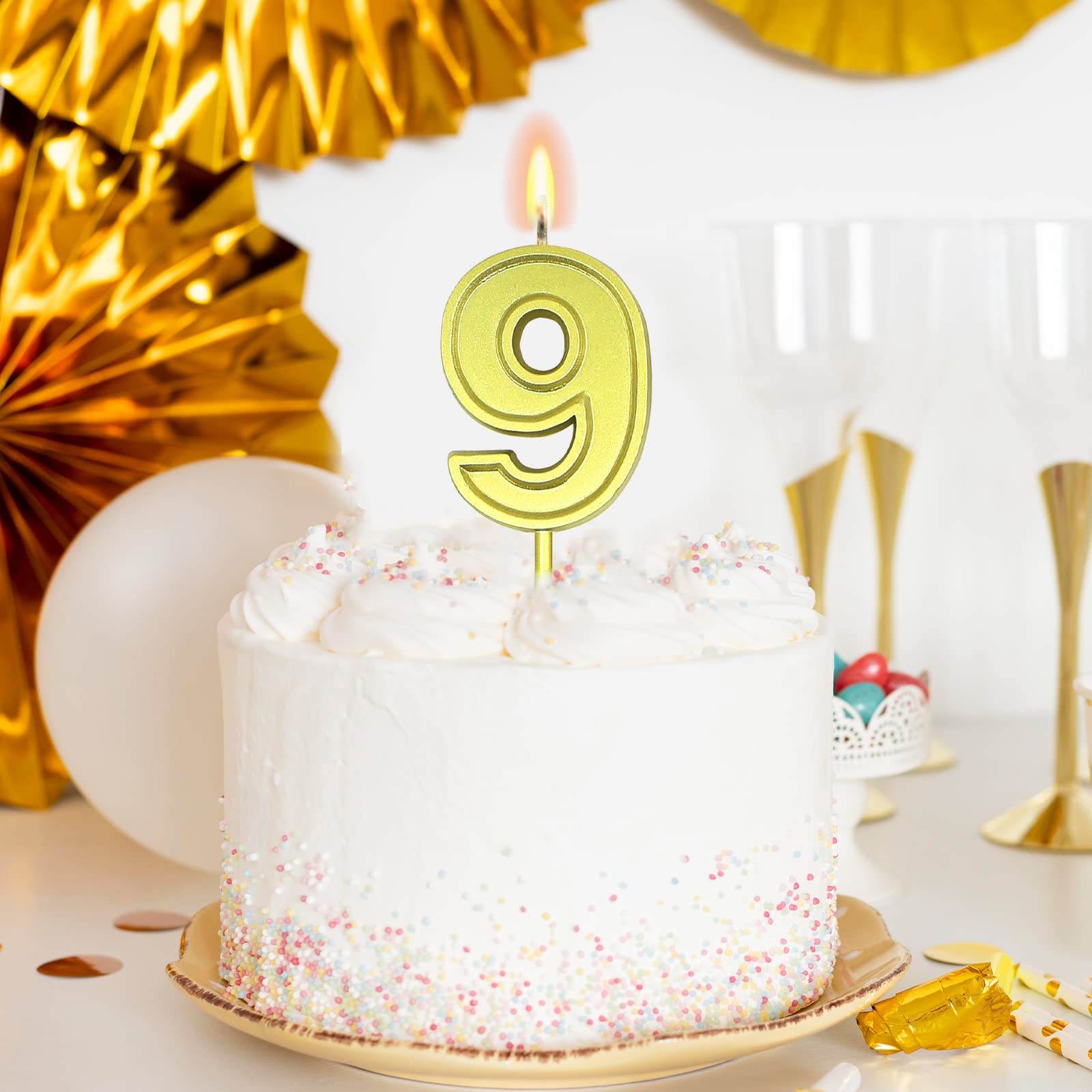 Vela De Números Azules, Velas De Números De Lentejuelas Para Pasteles De Cumpleaños, Suministros