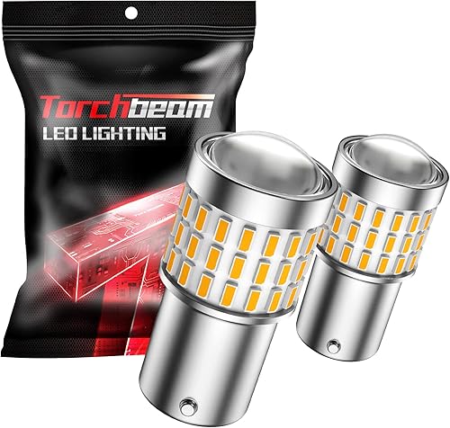 Torchbeam Bombillas LED 1156 de señal de giro, CANBUS sin errores, reemplazo para P21W BA15S 1156A 1156NA 7506 1141, 12V-24V ámbar amarillo bombilla
